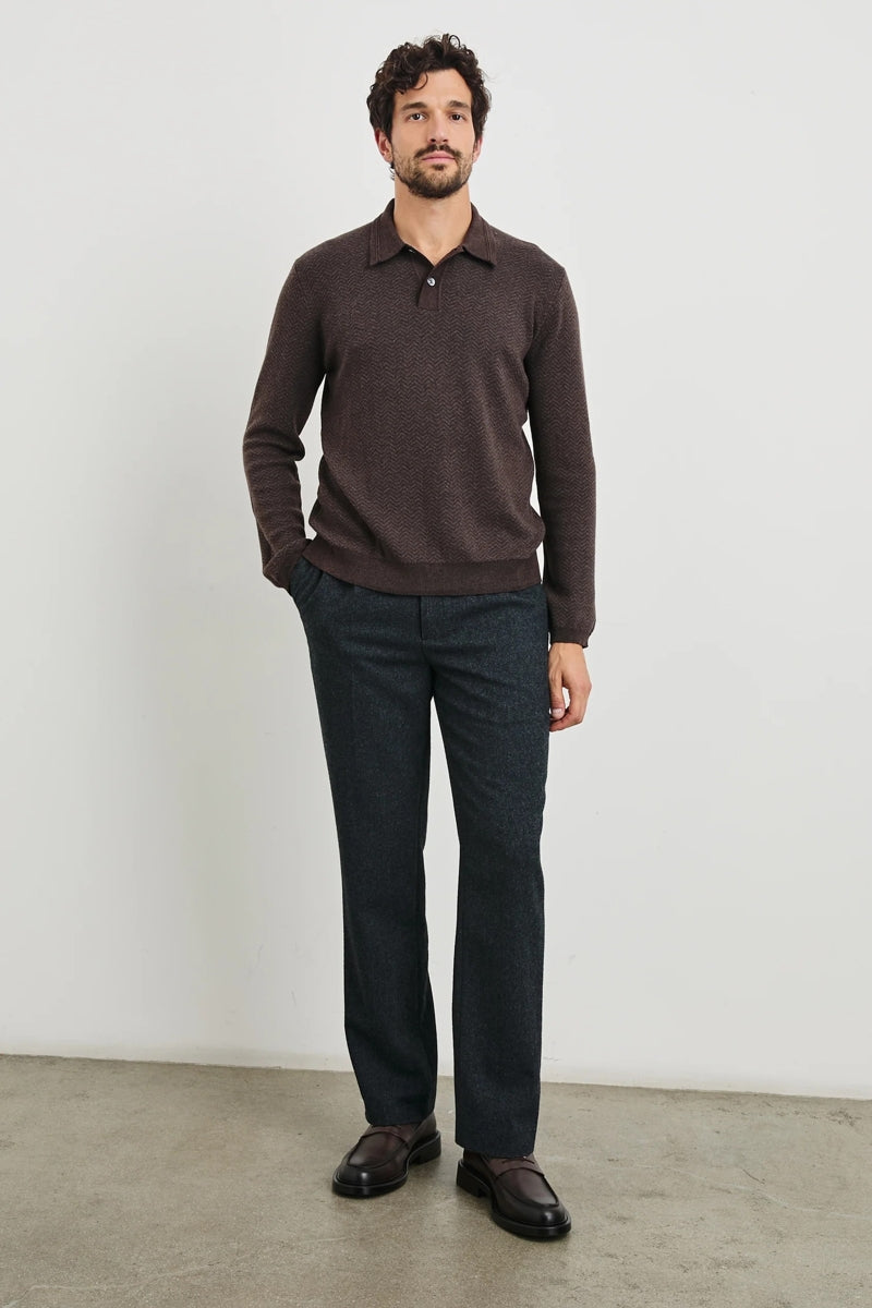Wholesale,Rails, Rails Brown Herringbone Wool Jacquard Sweater Polo, Brown, Small-40-TagS