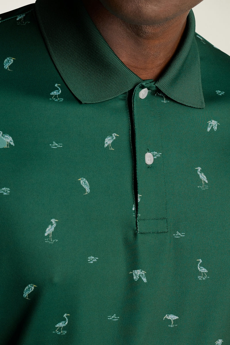 Wholesale,Bonobos, Bonobos Green Bird Print Performance UPF 50 Polo, Green, Small-44-TagSMedium-46-TagMLarge-48-TagLExtra Large-50-TagXLExtra Extra Large-54-TagXXL