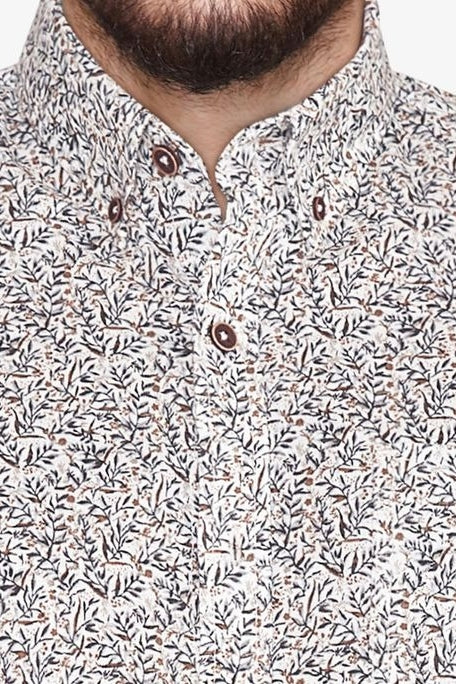 Wholesale,Signal Clothing, Signal Clothing Navy/Tan Multi Leaf Print Shirt, Blue, Small-44-TagS