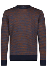 Luchiano Visconti Navy Triblend Crew Neck Jacquard Sweater