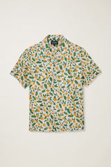 Bonobos Yellow Floral Print Short Sleeve Linen Shirt