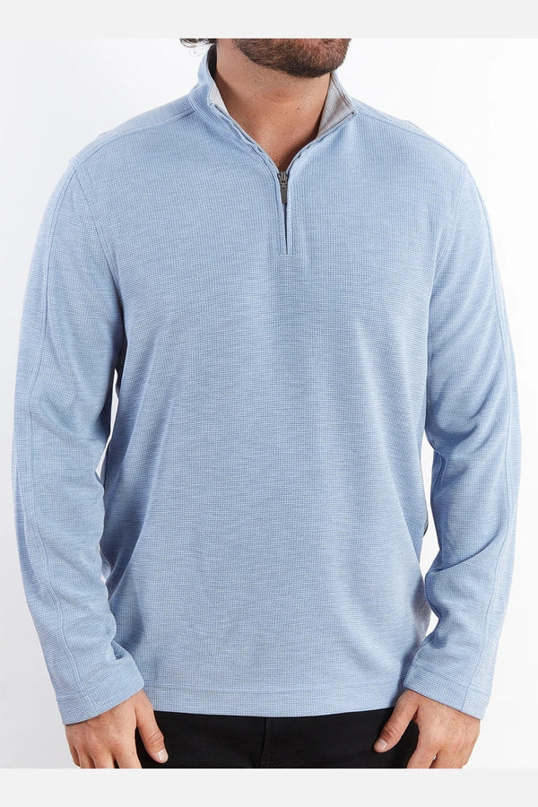 Nicoby Age of Wisdom Heather Light Blue Qtr Zip Waffle Pullover