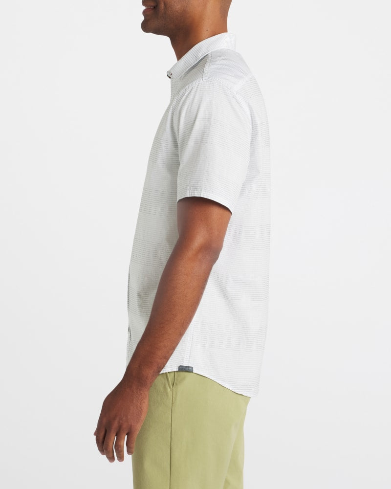 Wholesale,Flag & Anthem, Flag & Anthem White Monroe Dobby Stripe Short Sleeve Woven Shirt, White, Large-47-TagLExtra Large-50-TagXLSmall-42-TagS