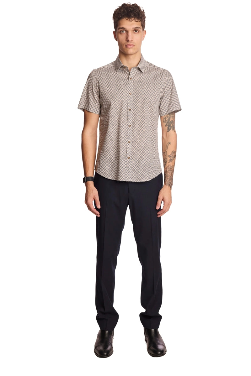 Wholesale,Paisley & Gray, Paisley & Gray Tan/Navy Floral Print Shirt, Tan, Small-39-TagS