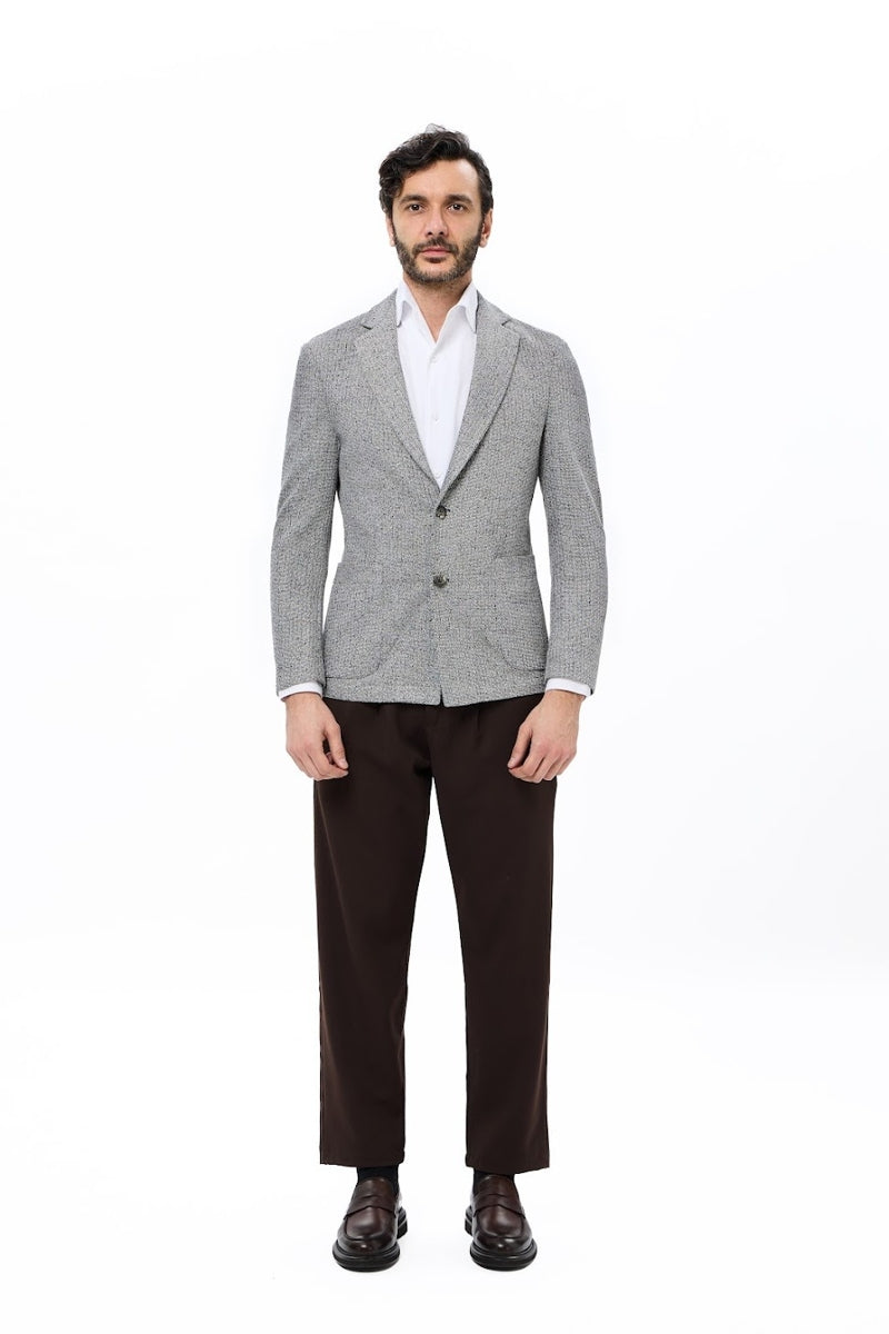Wholesale,Luchiano Visconti, Luchiano Visconti Grey Double Faced Melange Knit Blazer, Grey, Extra Large-46-Tag46