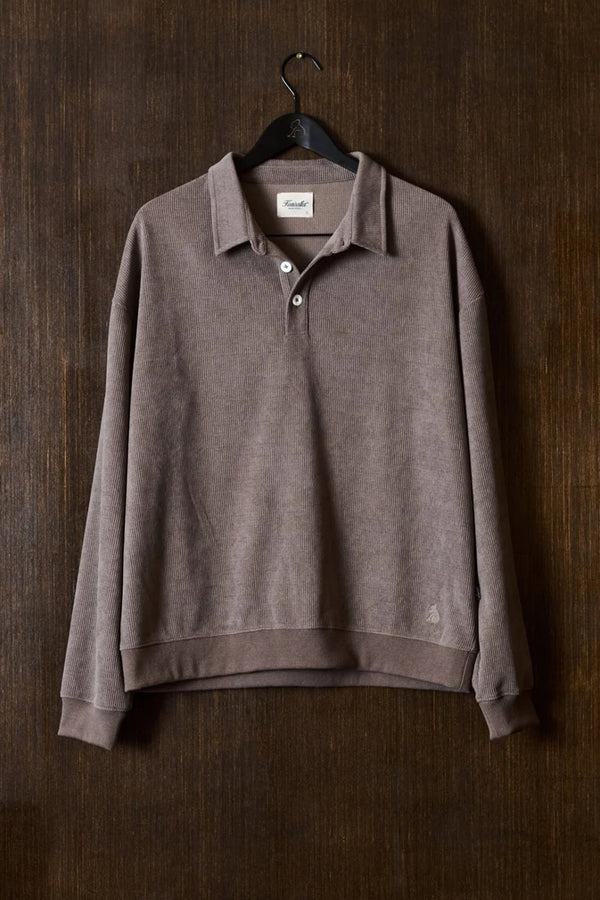 Kuwalla Grey Ribbed Textured Chenille Polo
