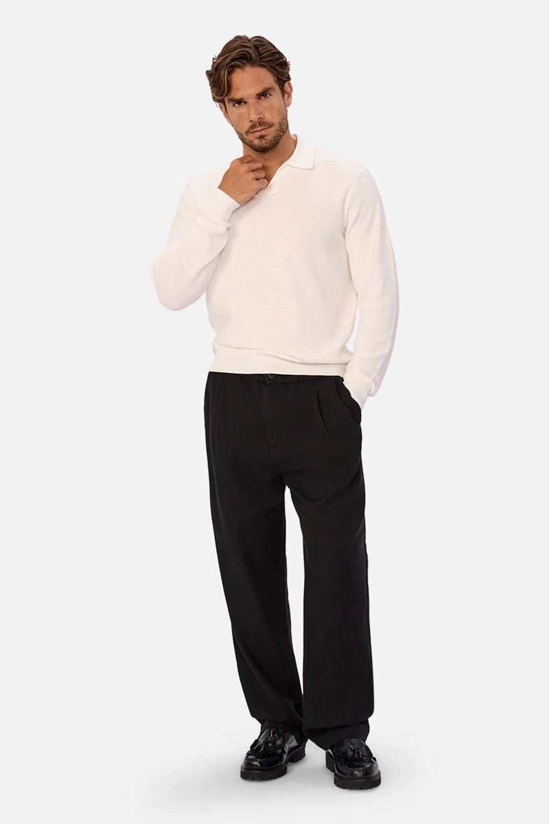 Wholesale,Industrie Clothing, INDUSTRIE AUSTRALIA Black Textured Relaxed Fit Pleated Pants, Black, 33W-30L-TagL