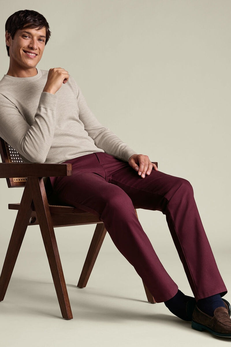 Wholesale,Charles Tyrwhitt, Charles Tyrwhitt Dark Red Slim Fit Chino Pant, Red, 30W-30L-Tag30