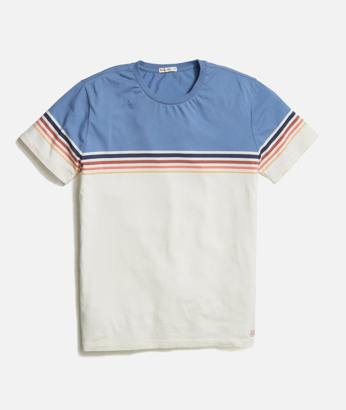 Wholesale,Marine Layer, Marine Layer Cream/Blue Striped Crewneck Tee, Cream, Medium-41-TagM