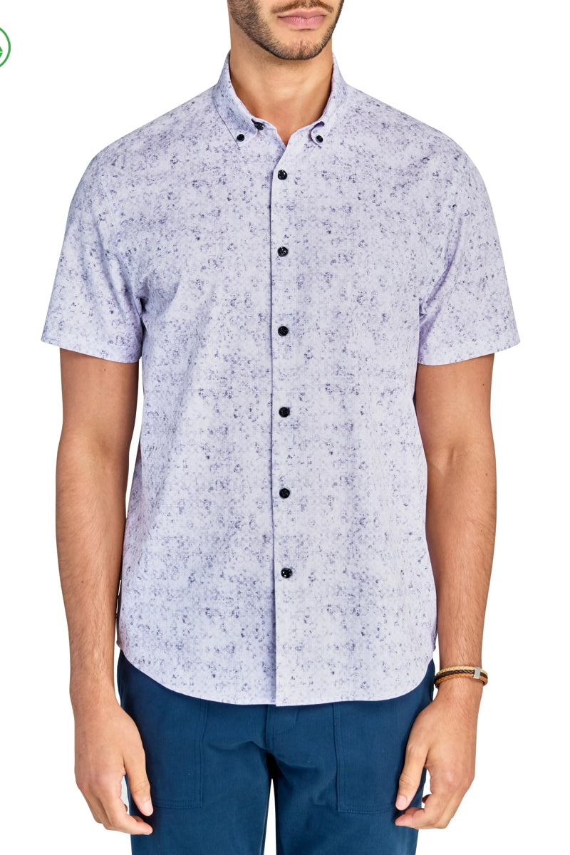 Faire,Brooklyn Brigade, Brooklyn Brigade Grey Blurred Geo 4-way Stretch Recycled Shirt, Grey, Small-40-TagSMedium-43-TagMLarge-46-TagLExtra Large-49-TagXLExtra Extra Large-52-TagXXL