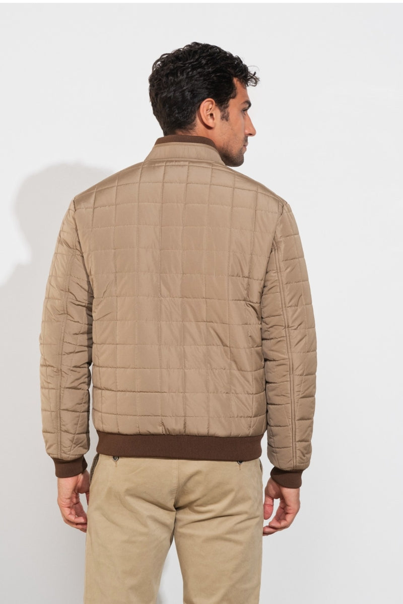 Faire,SMF, SMF Tan with Brown Contrast Padded Jacket, Tan, Large-44-TagL