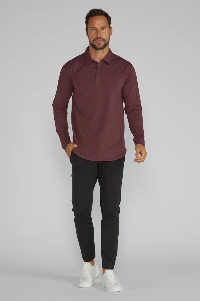Wholesale,BYLT, BYLT Maroon Drop-Cut Lux 4-way Stretch Polo, Red, Medium-40-TagM