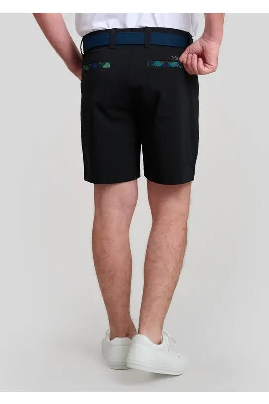 William Murray Golf Black 7" Shorts with Contrast Tech Pocket