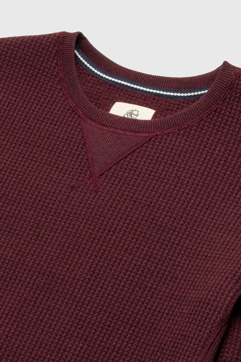 Wholesale,Surfside Supply, Surfside Supply Maroon Heather Thermal Waffle Weave Crewneck, Red, Small-44-TagSMedium-46-TagMLarge-49-TagLExtra Large-52-TagXLExtra Extra Large-55-TagXXL