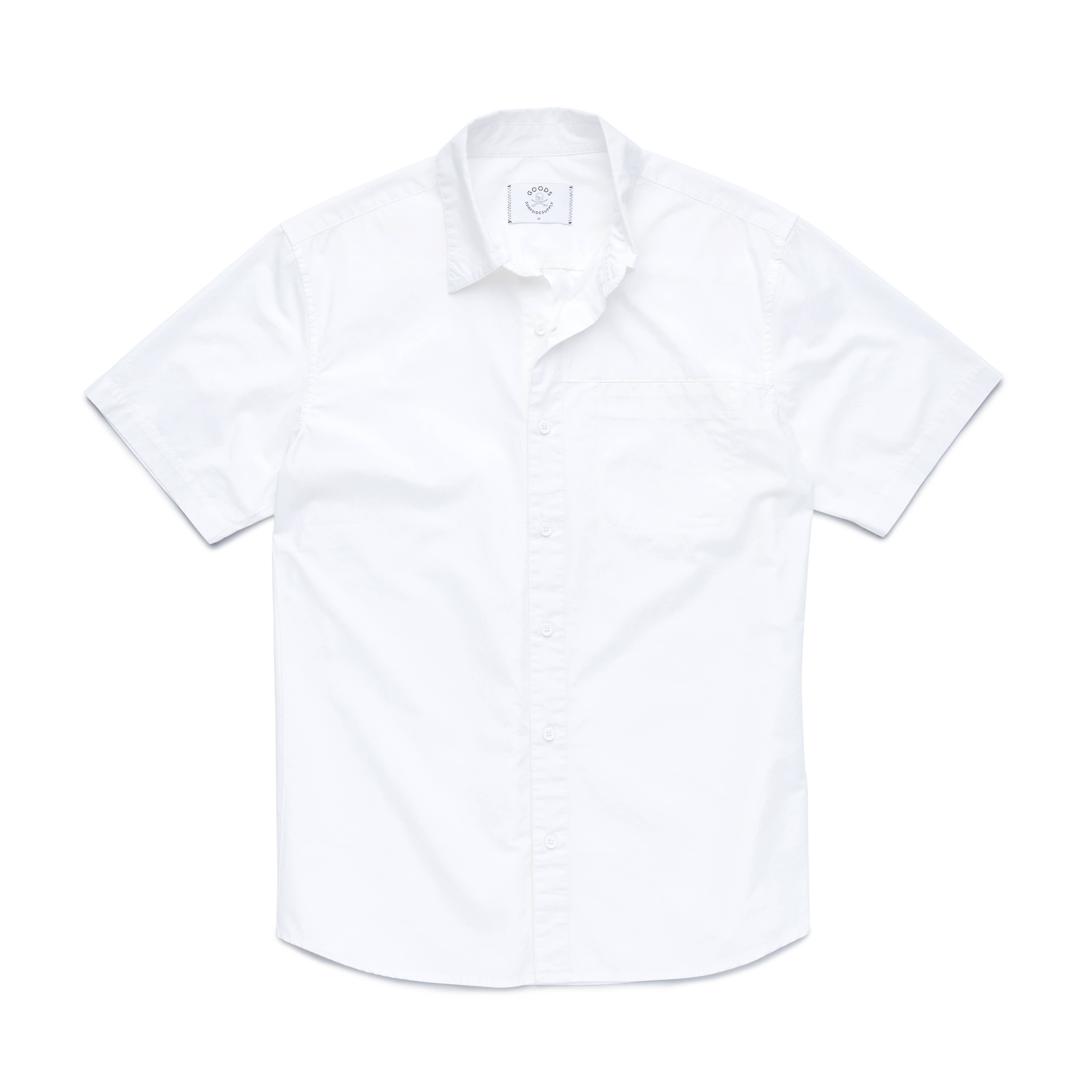 Faire,Surfside Supply, Surfside Supply White Solid Short Sleeve Button Up Shirt With Inset Pocket, White, Large-45-TagL