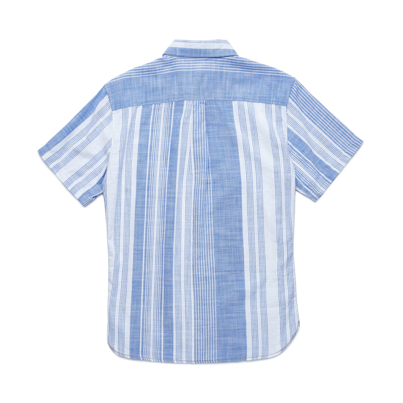 Surfside Supply Multi Blue Vertical Stripe Airy Short Sleeve Button Up Shirt