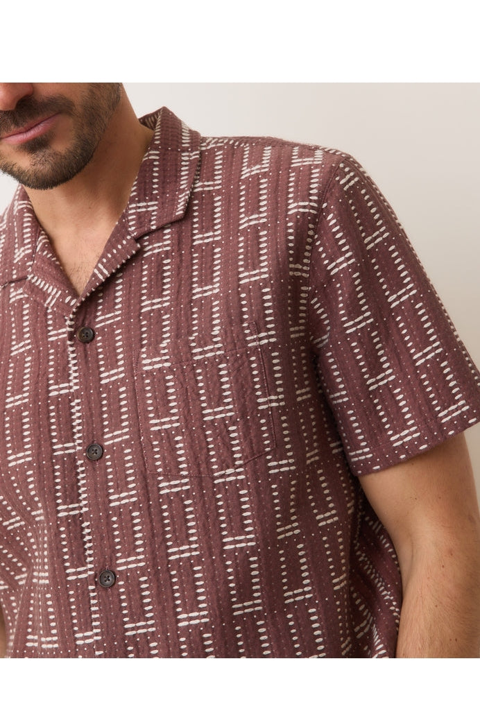 Wholesale,Marine Layer, Marine Layer Withered Rose Textured Seersucker Dobby Shirt, Brown, Medium-44-TagMLarge-47-TagL