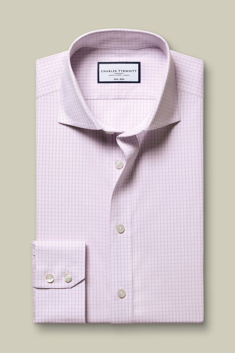 Wholesale,Charles Tyrwhitt, Charles Tyrwhitt Lilac Stretch Poplin Check Shirt, Purple, Small-40-Tag15Medium-44-Tag16Extra Large-48-Tag17