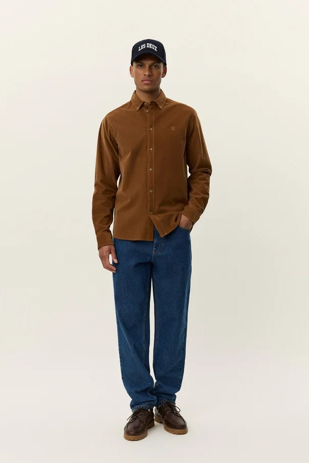Wholesale,Les Deux, Les Deux Brown Fine Cotton Corduroy Overshirt, Brown, Small-42-TagS