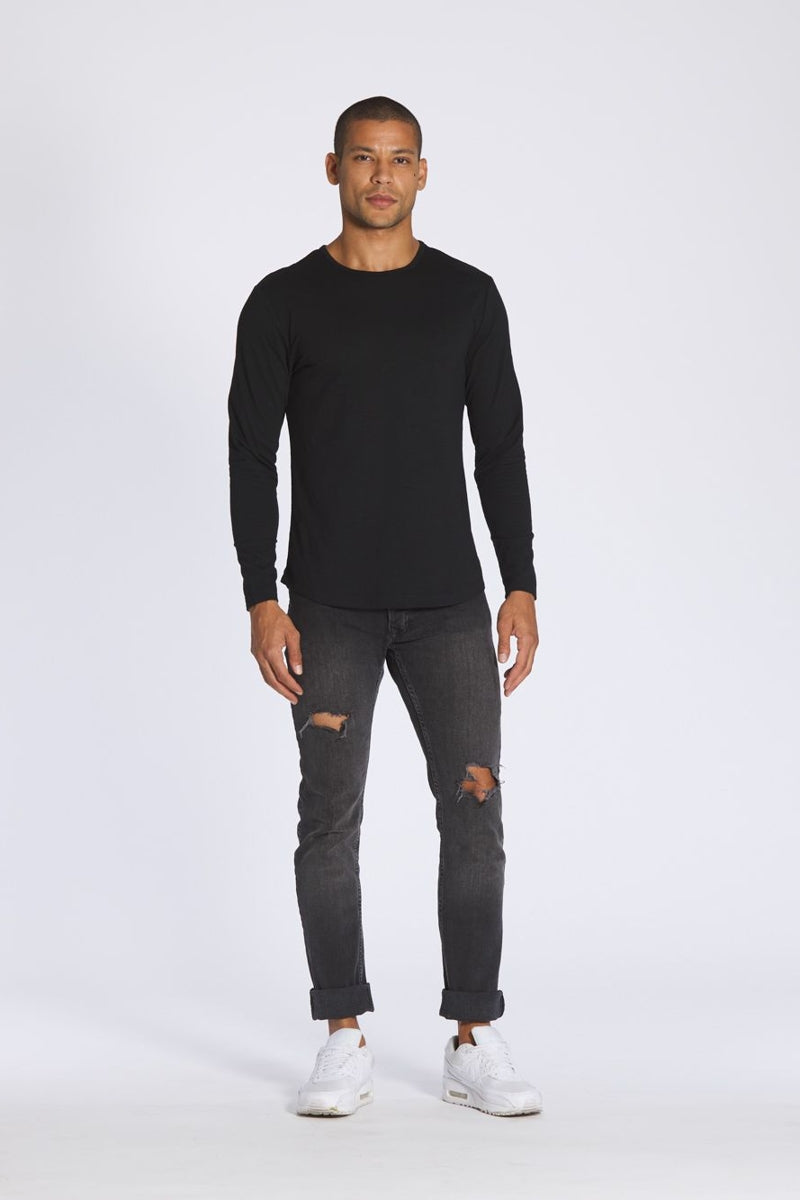 Wholesale,CUTS, CUTS Black Curve-Hem Buttery Soft Tee, Black, Large-43-TagL