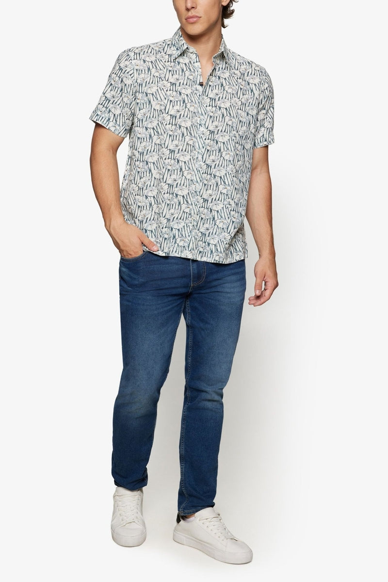 Wholesale,Signal Clothing, Signal Clothing Blue/White Floral Print Shirt, Blue, Extra Large-48-TagXL