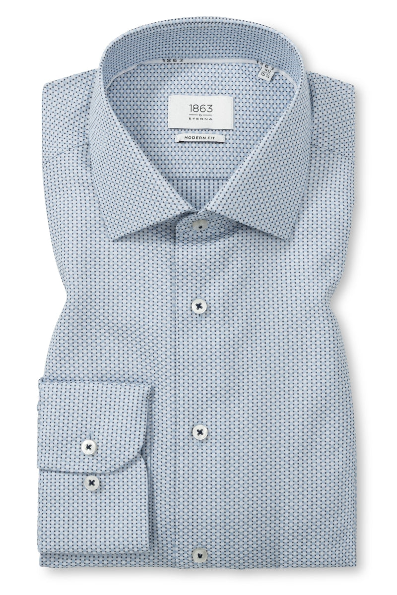 Wholesale,1863 by Eterna, 1863 by Eterna Blue Geo Structured Modern Fit Shirt, Blue, Large-48-Tag16