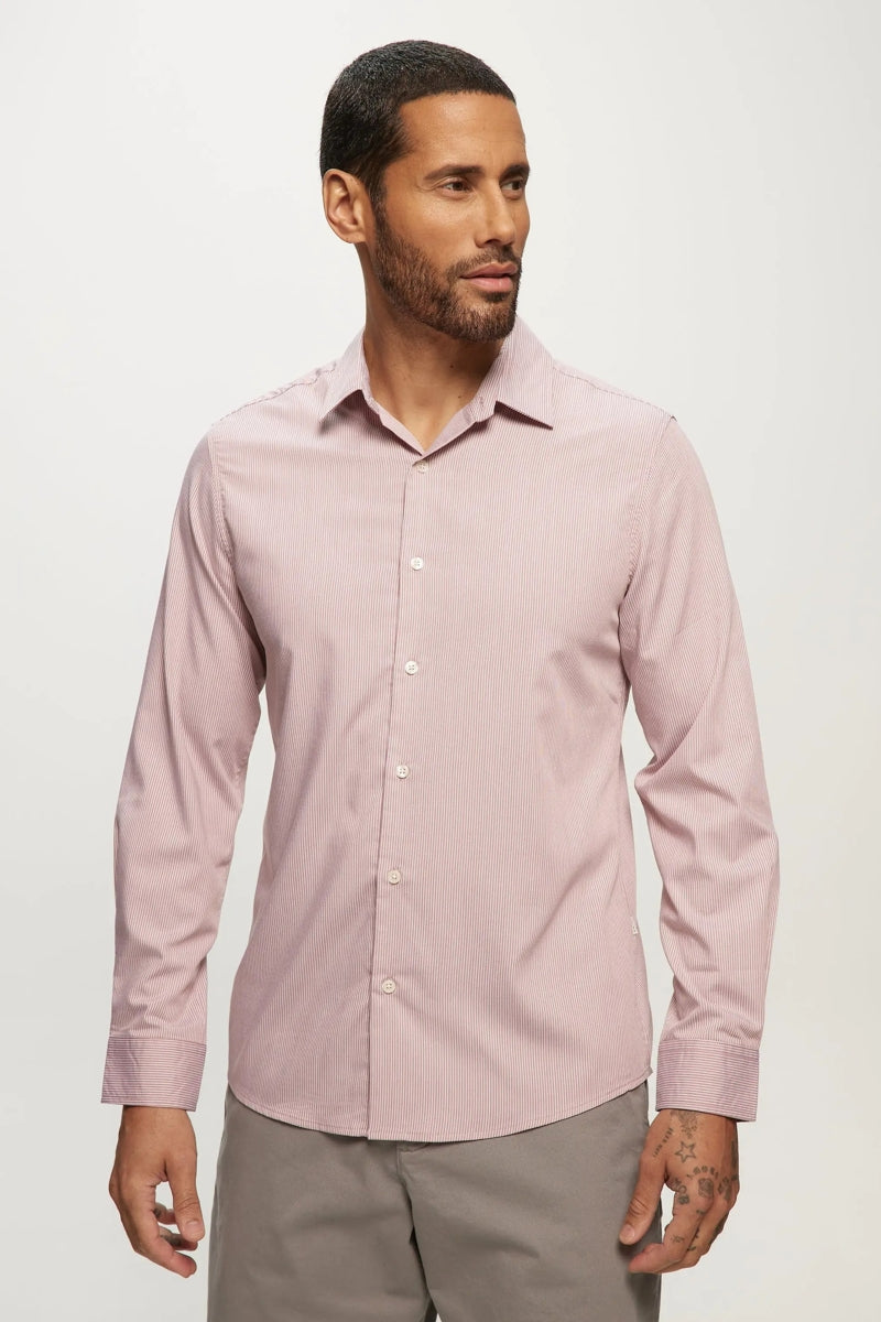 Faire,Julian & Mark, Julian & Mark Taupe Bamboo Stripe Stretch Shirt, Tan, Extra Extra Large-52-TagXXLExtra Large-48-TagXLMedium-42-TagMLarge-44-TagLSmall-40-TagS
