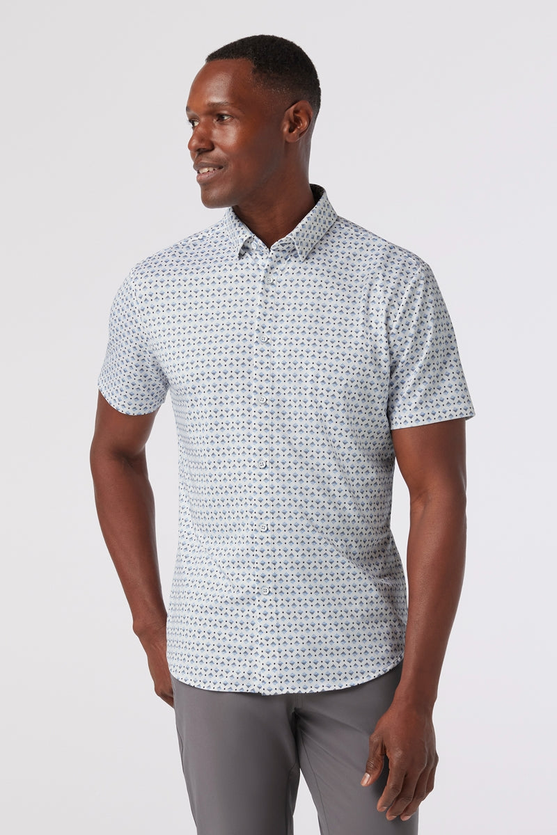 Wholesale,Mizzen + Main, Mizzen + Main Navy Layered Diamond Performance Knit Trim Shirt, White, Medium-43-TagM