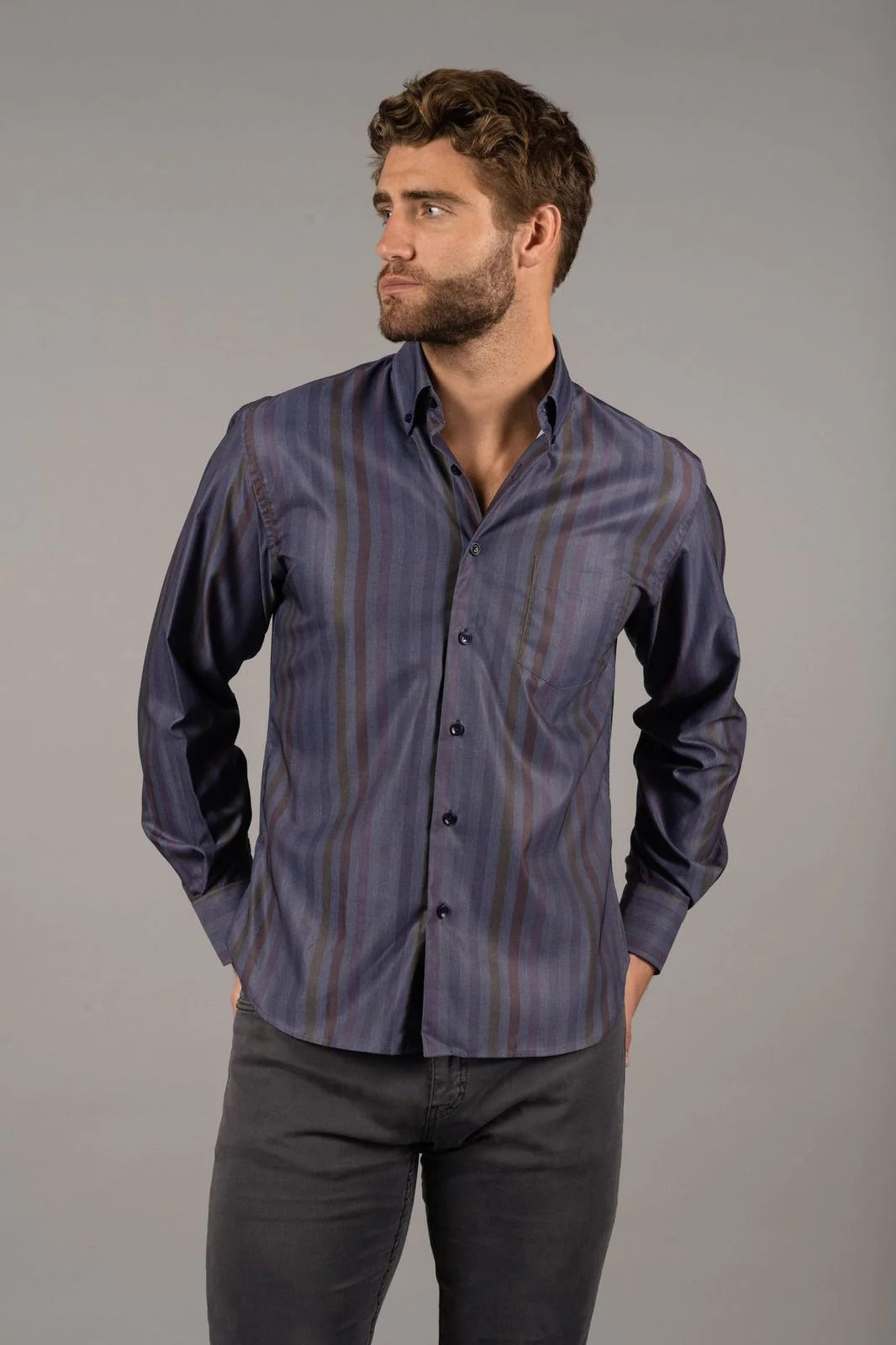 Wholesale,American Heritage, American Heritage Navy Striped Performance Stretch Shirt, , 