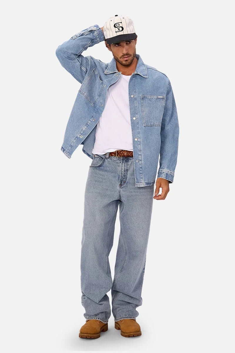 Wholesale,INDUSTRIE AUSTRALIA, INDUSTRIE AUSTRALIA Blue Denim Overshirt, Blue, Large-50-TagL