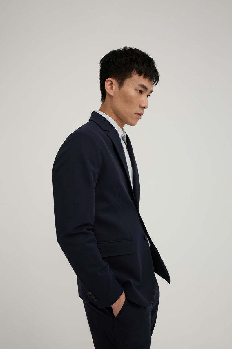 Direct From Brand,FYNE, FYNE Navy Water Repellent Four-side Stretch Blazer, Blue, Large-42-TagL