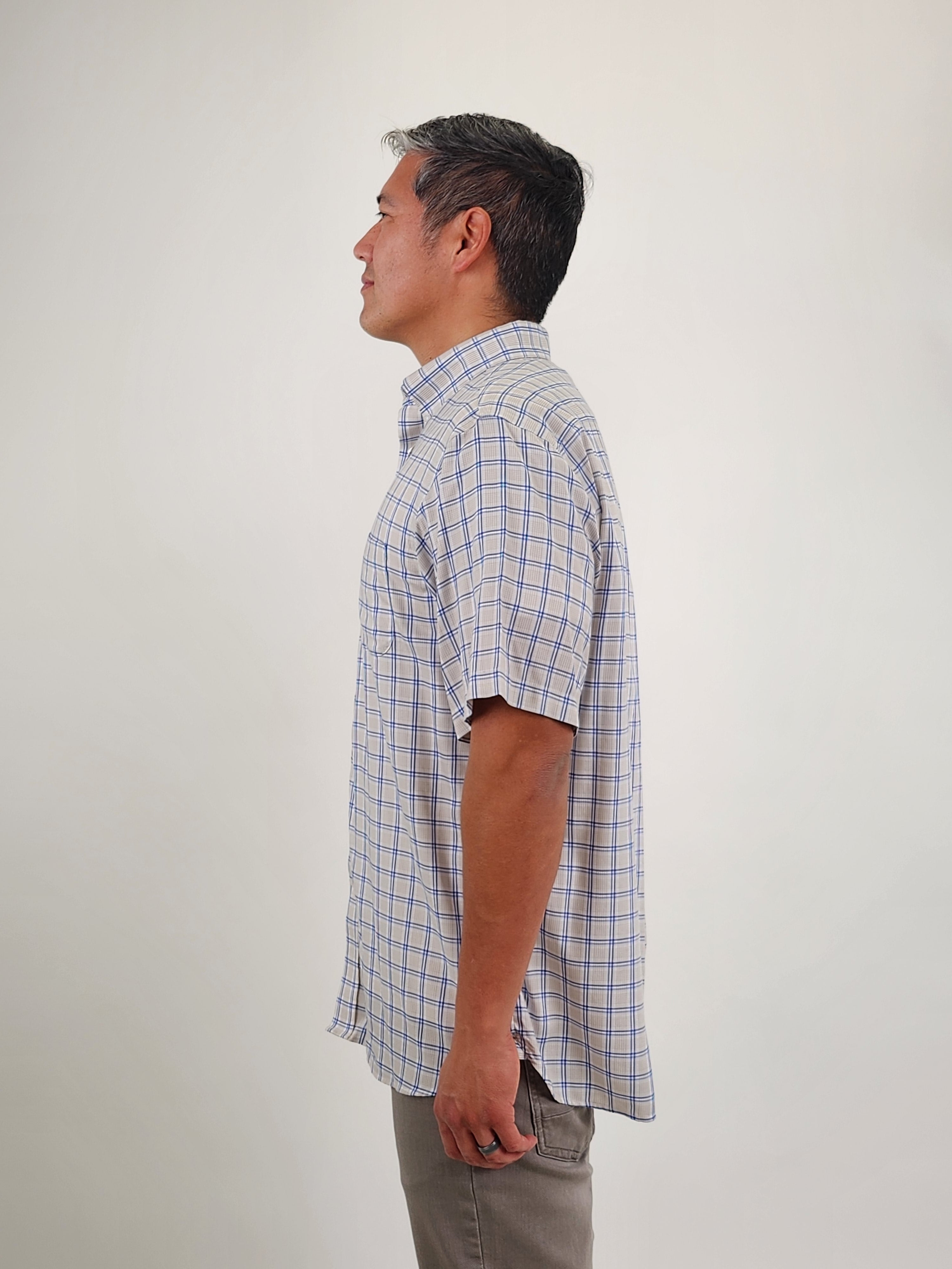 The RealReal,Daniel Cremieux, Daniel Cremieux Beige Plaid Performance Short Sleeve Button Up Shirt, Tan, Extra Large-50-TagL