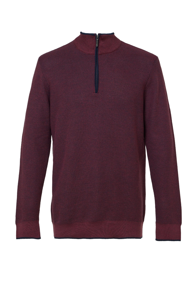 Wholesale,American Heritage, American Heritage Burgundy Two-Tone Waffle Mockneck Qtr Zip, Purple, Medium-44-TagM