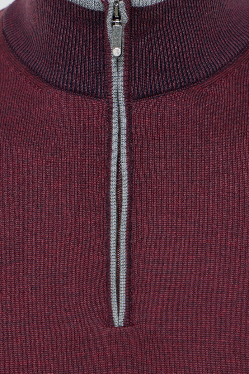 Wholesale,Luchiano Visconti, Luchiano Visconti Burgundy Banded Mockneck Qtr Zip, Purple, Medium-42-TagM