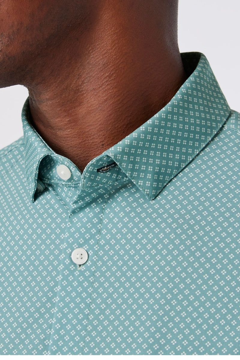 Wholesale,Mizzen + Main, Mizzen + Main Muted Green Clover Print Trim Fit Shirt, Green, Large-46-TagL