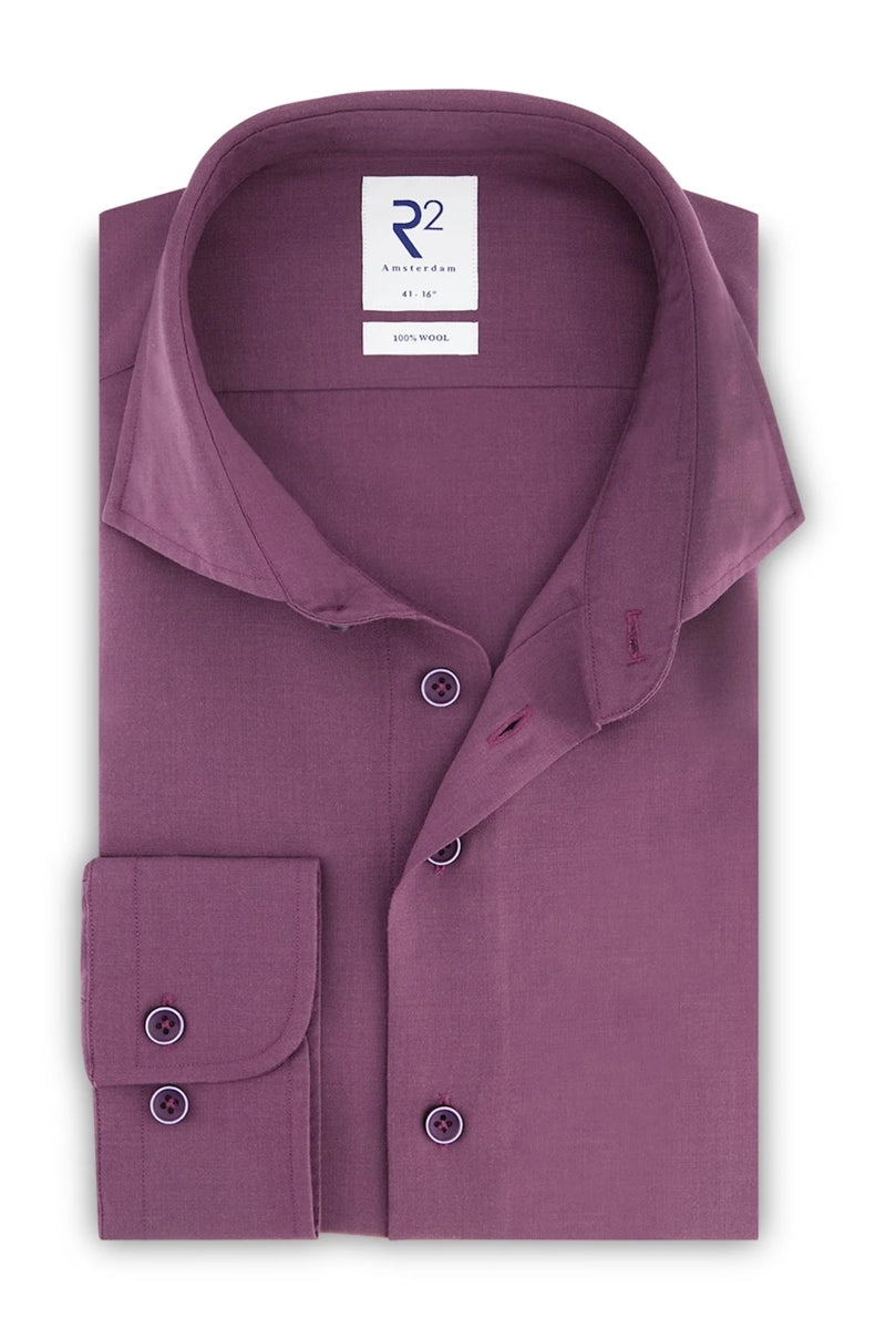 Direct From Brand,R2 Amsterdam, R2 Amsterdam Purple 100% Wool shirt, Purple, Medium-42-Tag40Medium-44-Tag41Large-46-Tag42