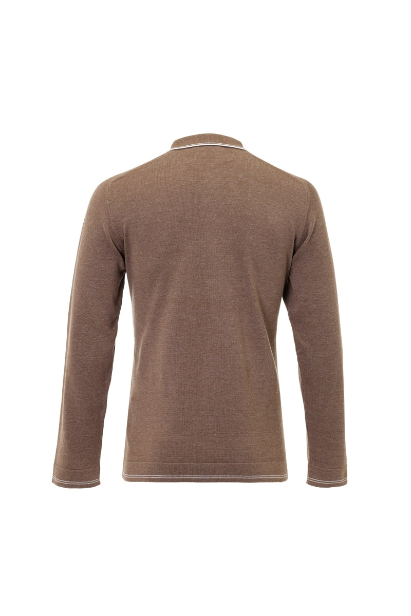Wholesale,Luchiano Visconti, Luchiano Visconti Brown Dual-Tone Sartorial Melange Knit Polo, Brown, Small-41-TagSMedium-43-TagMLarge-45-TagLExtra Large-47-TagXL