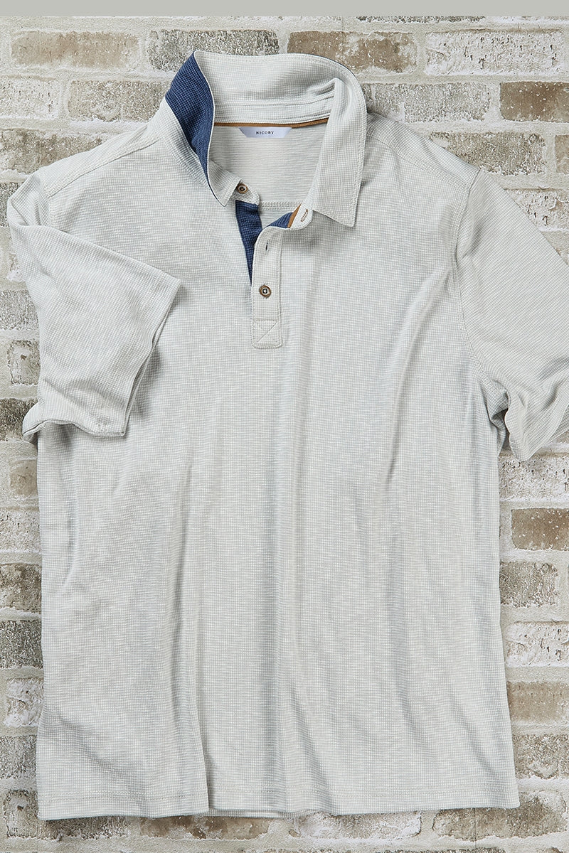 Wholesale,Nicoby Age of Wisdom, Nicoby Age of Light Grey Textured Slub Polo, Grey, Extra Large-47-TagXL
