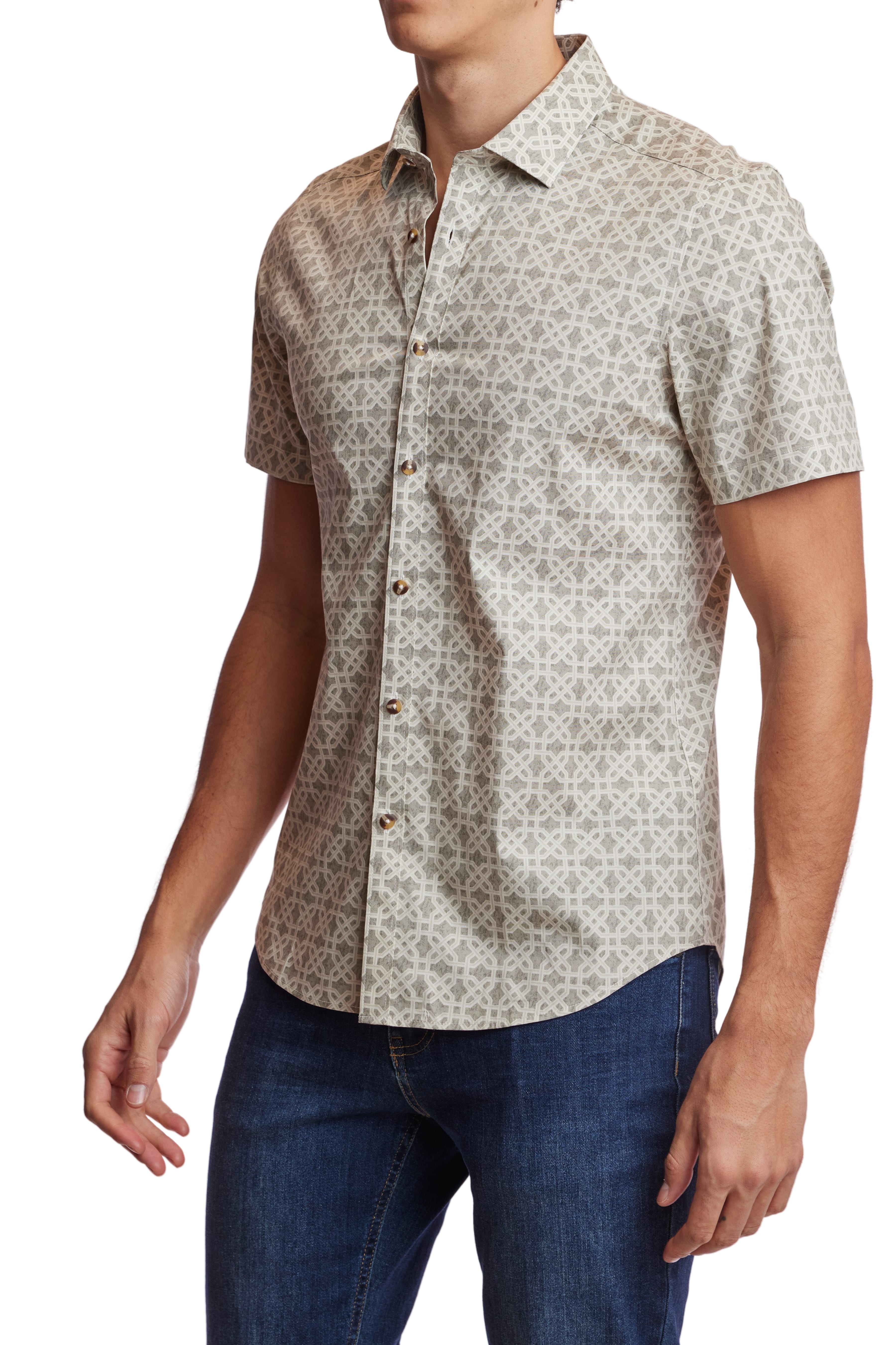 Wholesale,Paisley & Gray, Paisley & Gray Tan Geo Sawyer Shirt, Tan, Medium-41-TagM