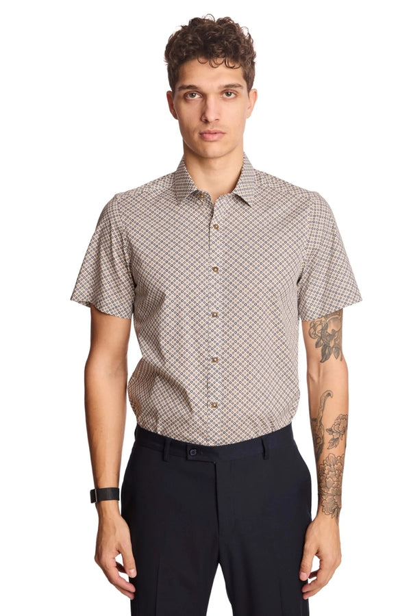 Paisley & Gray Tan/Navy Floral Print Shirt