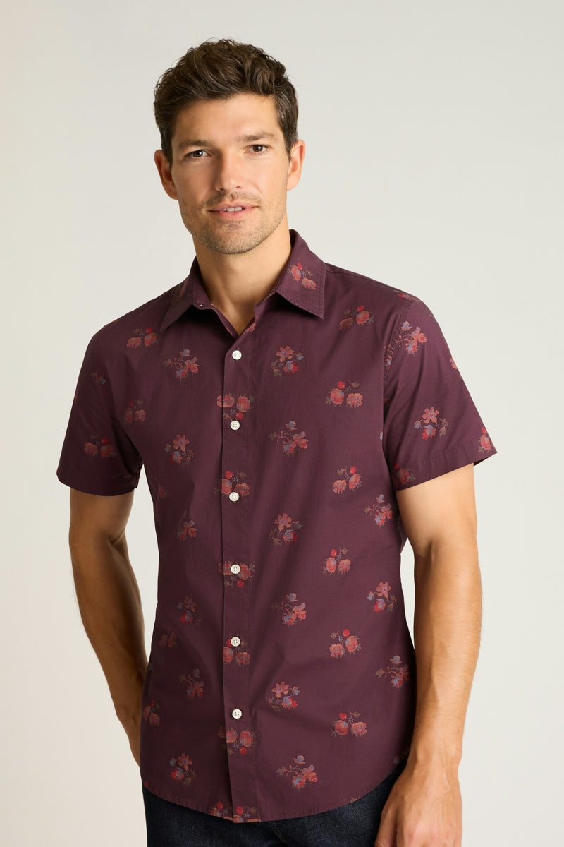 Wholesale,Bonobos, Bonobos Burgundy Needlepoint Floral Print Stretch Shirt, Purple, Small-40-TagSMedium-43-TagMLarge-46-TagLExtra Large-49-TagXLExtra Extra Large-52-TagXXL