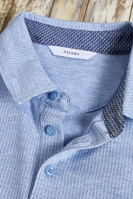 Wholesale,Nicoby Age of Wisdom, Nicoby Age of Wisdom Blue Jacquard Pattern Polo, Blue, Small-41-TagSMedium-43-TagMLarge-45-TagLExtra Large-48-TagXLExtra Extra Large-51-TagXXL
