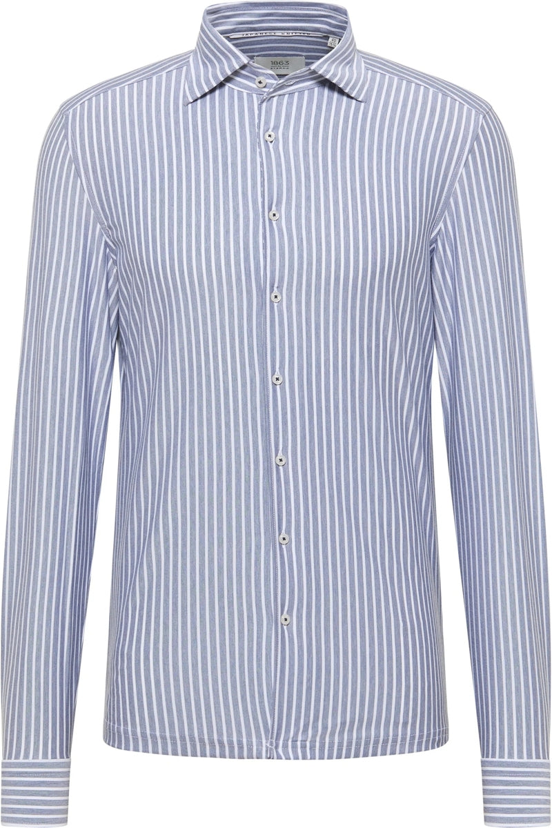 Wholesale,1863 by Eterna, 1863 by Eterna Blue Grey /White Japanese Knit Stripe Slim Fit Shirt, Blue, Extra Extra Large-51-Tag18