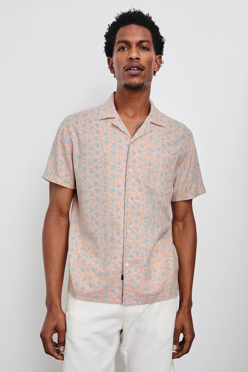 Wholesale,Rails, Rails Light Orange/Blue Floral Batik Blossom Print Shirt, Orange, Large-47-TagL