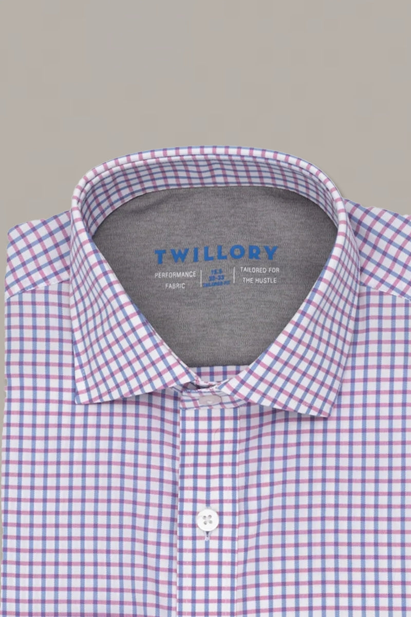 Wholesale,Twillory, Twillory Pink/Blue Mini Windowpane Performance Shirt, Pink, Medium-43-Tag15.5