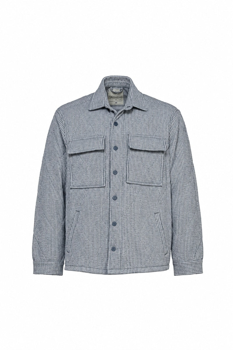 Wholesale,American Heritage, American Heritage Navy/White Vertical Stripe Quilted Knit Jacket, Blue, Medium-44-TagMLarge-46-TagL