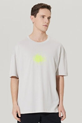 Wholesale,Altinyildiz Classics, Altinyildiz Classics Beige with Neon Yellow Graphic T-shirt, Tan, Large-48-TagL