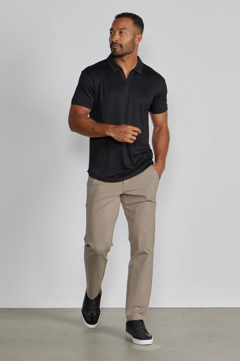 Wholesale,BYLT, BYLT Black Ribbed Drop-cut Open V Polo, Black, Small-40-TagSMedium-42-TagMExtra Extra Large-51-TagXXLLarge-44-TagLExtra Large-48-TagXLExtra Extra Large-52-TagXXL