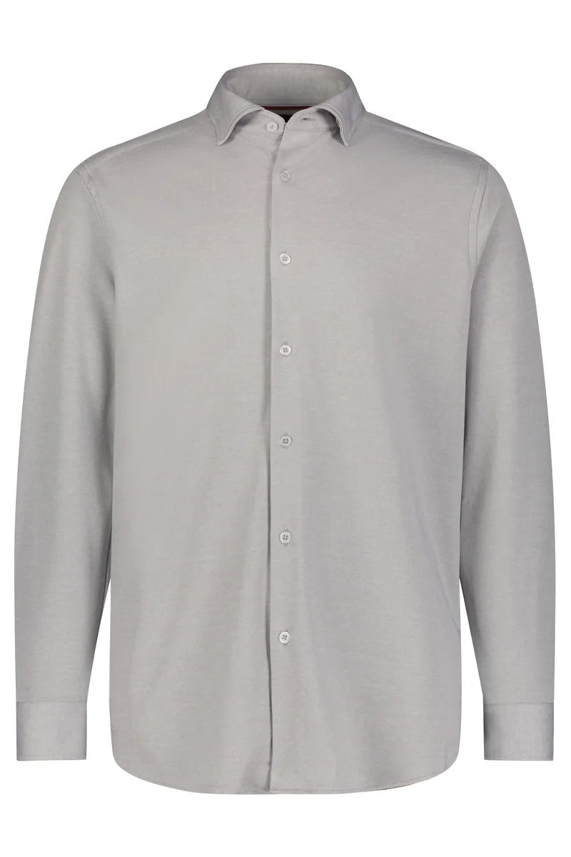 Wholesale,Luchiano Visconti, Luchiano Visconti Grey All Way Stretch Micro Melange Knit Shirt, Grey, Large-47-TagL