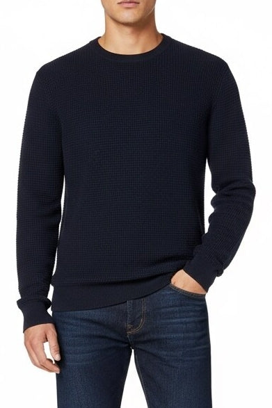 Wholesale,James Campbell, James Campbell Navy Waffle Knit Sweater, Blue, Large-48-TagL